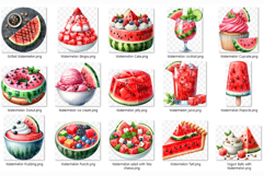 Watermelon Dessert | Watercolor Fruit Sweet Treats Cake PNG Product Image 5