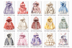 Girl's Winter Hoodie | watercolor clipart cute pastel hoodie Product Image 7