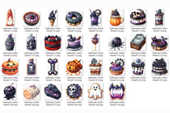 Halloween Gothic Dessert | Watercolor cup Cake donut ice PNG Product Image 7