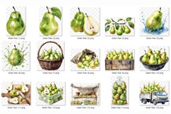 Red Pear | Watercolor fruit fresh ripe juicy png Clipart Product Image 8