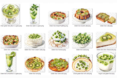 Green Kiwi Dessert | Watercolor Clip Art PNG Cake Pavlova Product Image 8