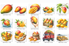 Apple Mango | Watercolor Tropical Red Yellow Orange PNG Art Product Image 5