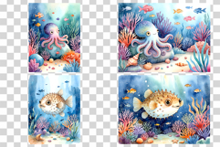 Underwater Digital Papers | Watercolor ocean sea coral fish Product Image 10