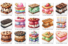 Ice Cream Sandwich | Watercolor DessertSummer PNG Chocolate Product Image 5
