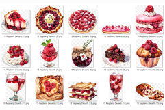 Raspberry Dessert | Watercolor cheesecake pound cake macaron Product Image 7