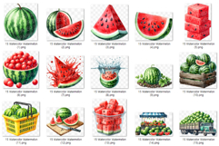 Watermelon PNG | Watercolor Fruit Summer Refreshment Clipart Product Image 6