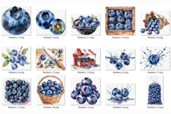Blueberry PNG | Watercolor Fruit Sweet Juicy Summer Fresh Product Image 8