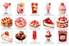 Strawberry Dessert | Watercolor sweet bakery drink cake png Product Image 6