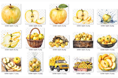 Gloden Apple | Watercolor yellow fruit fresh juicy PNG Product Image 8