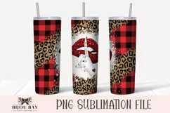 Snarky Red Buffalo Plaid & Leopard Print Tumbler Wrap PNG Product Image 1