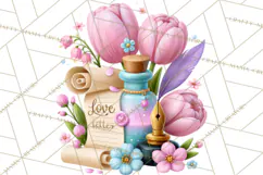 Bookish Blooms Floral Reading & Stationery PNG Clipart Product Image 4
