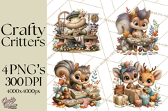 Crafty Fall Animals Clipart | Autumn Crafting Critters Product Image 1