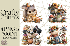 Crafty Fall Animals Clipart | Autumn Crafting Critters Product Image 1