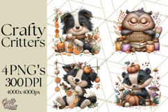 Crafty Fall Animals Clipart | Autumn Crafting Critters Product Image 1