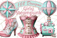 Girly Steampunk Clipart Pink Victorian Clockwork PNG Product Image 1