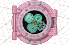 Girly Steampunk Clipart Pink Victorian Clockwork PNG Product Image 4