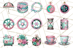 Girly Steampunk Clipart Pink Victorian Clockwork PNG Product Image 3