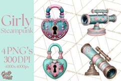 Girly Steampunk Clipart Pink Victorian Clockwork PNG Product Image 1
