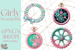 Girly Steampunk Clipart Pink Victorian Clockwork PNG Product Image 1