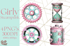Girly Steampunk Clipart Pink Victorian Clockwork PNG Product Image 1