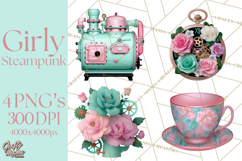Girly Steampunk Clipart Pink Victorian Clockwork PNG Product Image 1