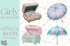 Girly Steampunk Clipart Pink Victorian Clockwork PNG Product Image 1