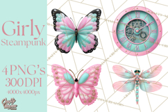 Girly Steampunk Clipart Pink Victorian Clockwork PNG Product Image 1