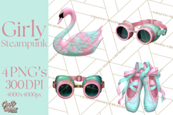 Girly Steampunk Clipart Pink Victorian Clockwork PNG Product Image 1