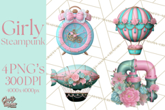 Girly Steampunk Clipart Pink Victorian Clockwork PNG Product Image 1