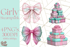 Girly Steampunk Clipart Pink Victorian Clockwork PNG Product Image 1