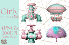 Girly Steampunk Clipart Pink Victorian Clockwork PNG Product Image 1