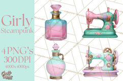 Girly Steampunk Clipart Pink Victorian Clockwork PNG Product Image 1