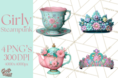 Girly Steampunk Clipart Pink Victorian Clockwork PNG Product Image 1