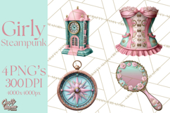 Girly Steampunk Clipart Pink Victorian Clockwork PNG Product Image 1