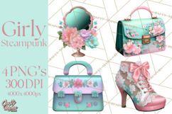 Girly Steampunk Clipart Pink Victorian Clockwork PNG Product Image 1