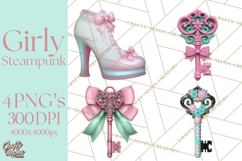Girly Steampunk Clipart Pink Victorian Clockwork PNG Product Image 1