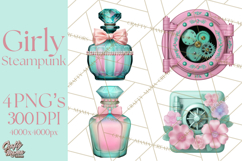 Girly Steampunk Clipart Pink Victorian Clockwork PNG Product Image 1