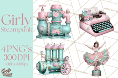 Girly Steampunk Clipart Pink Victorian Clockwork PNG Product Image 1