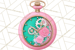 Girly Steampunk Clipart Pink Victorian Clockwork PNG Product Image 3