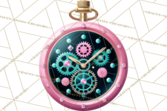 Girly Steampunk Clipart Pink Victorian Clockwork PNG Product Image 4