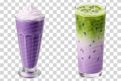 Ube Drink in Glass | Watercolor Clipart PNG Purple Iced Latte Product Image 11