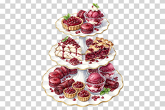 Pomegranate Dessert | Watercolor Clip Art PNG Fruit Cake Product Image 11