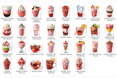 Strawberry Drink | Watercolor Fruit Summer Smoothie Tea Cafe Product Image 11
