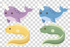 Cute Sea Animal | Clip art PNG Vector Ocean Turtle Whale eps Product Image 11