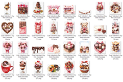 Cute Valentine Day Pink Chocolate | Watercolor dessert sweet Product Image 11