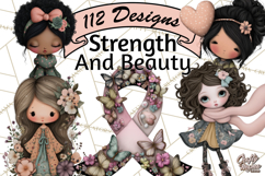 Breast Cancer Warrior Girls Clipart, Strength Beauty Product Image 1
