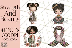 Breast Cancer Warrior Girls Clipart, Strength Beauty Product Image 1