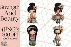 Breast Cancer Warrior Girls Clipart, Strength Beauty Product Image 1
