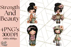 Breast Cancer Warrior Girls Clipart, Strength Beauty Product Image 1