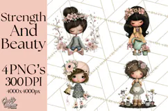 Breast Cancer Warrior Girls Clipart, Strength Beauty Product Image 1
